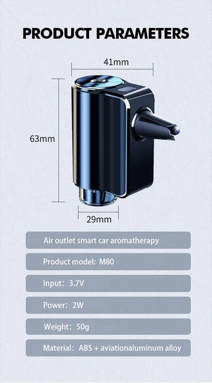 Smart Car Air Aromatherapy Diffuser – Adjustable Humidifier & Essential Oil Car Air Freshener