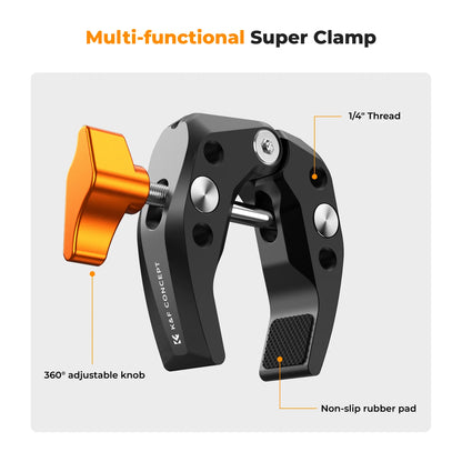 K&F Concept Multi-Functional Super Clamp with Double 360° Ball Head Magic Arm for GoPro, Insta360, DJI Osmo Action Camera, and Phone
