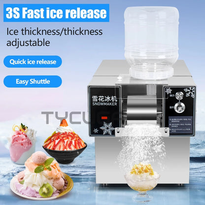 Korea Bingsu Snowflake Ice Shaver Machine – 360W 3L Ice Maker for Dessert, Includes Refrigerant, Ships to Europe, Russia, Mexico