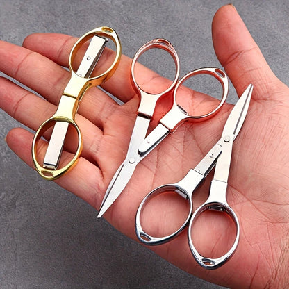 Stainless Steel Folding Scissors - Retractable Portable Cutting Tool for Travel, Outdoor & Everyday Use