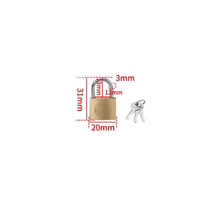Copper Padlock Small Locks – Luggage, Case, Locker Security with 3 Keys (20mm-50mm) for Home & Hardware Use