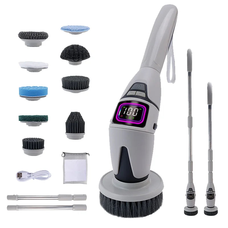 10 in 1 Electric Cleaning Brush – Multifunctional Bathroom & Toilet Brush with Voice Announcement