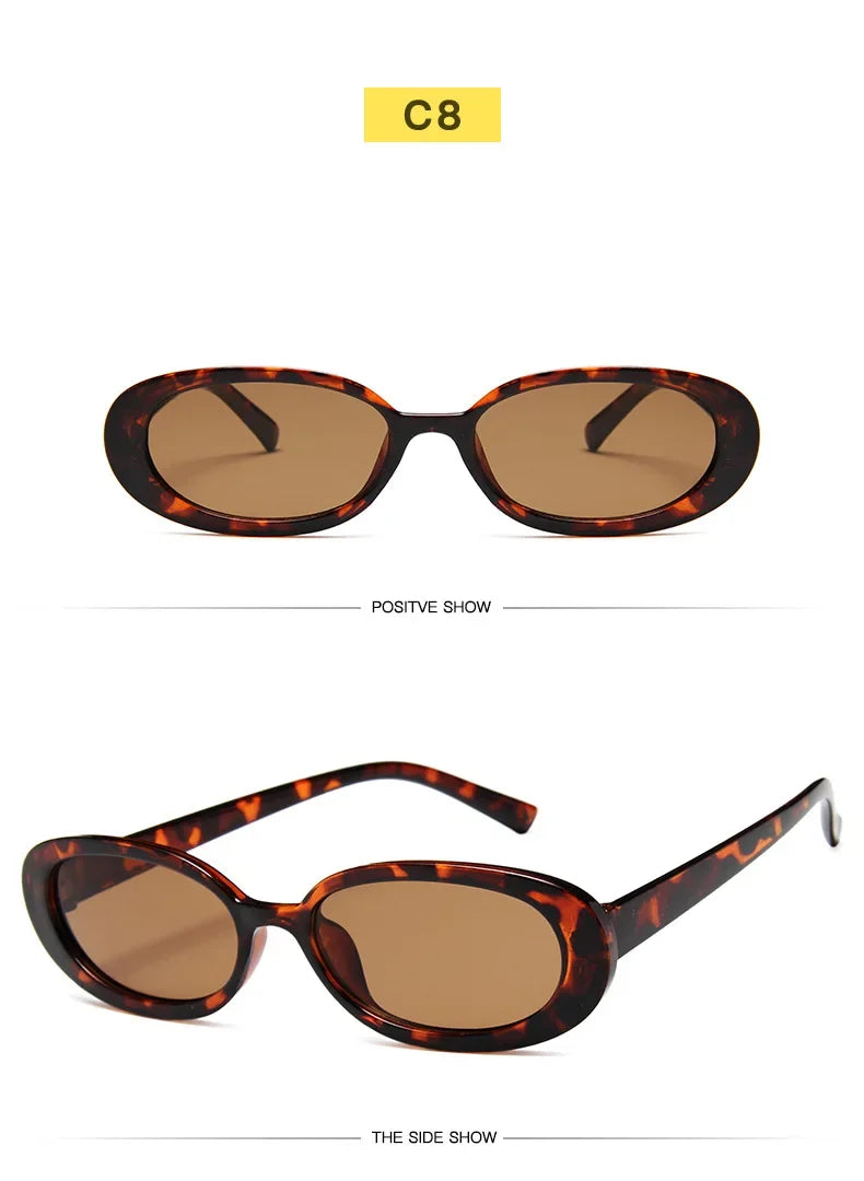 Vintage Small Oval Sunglasses for Women – Luxury Brand Designer Retro Black & Red UV400 Eyewear