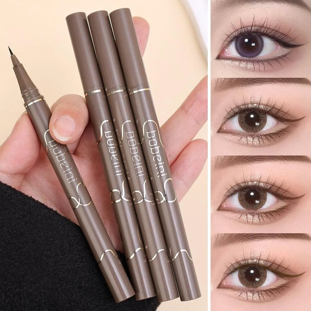 Waterproof Quick-Dry Liquid Eyeliner — Ultra-Fine Matte Black & Brown, Long-Lasting Silkworm Eye Makeup Gift