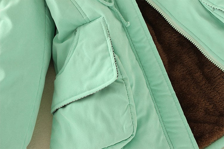 2024 Women's Winter Cotton Jacket – Slim Fit Hooded Parka, Embroidered Padded Warm Casual Overcoat