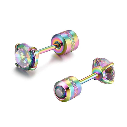 Medical Stainless Steel Crystal Zircon Ear Studs – Hypoallergenic Tragus & Cartilage Screw Piercing Earrings Jewelry