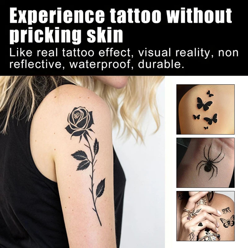 Long-Lasting Temporary Tattoo Ink Kit – Includes 3 Stickers & Freehand Gel for Face & Body Party Makeup Tattoos