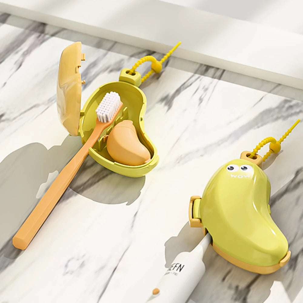 Banana-Shaped Toothbrush & Toothpaste Case – Silicone Dustproof Travel Holder for Camping & Home