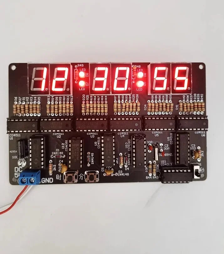 6-Digit Digital Clock DIY Kit - 4.5V–5.5V Electronic Circuit Module for Soldering, Training & Practical Projects