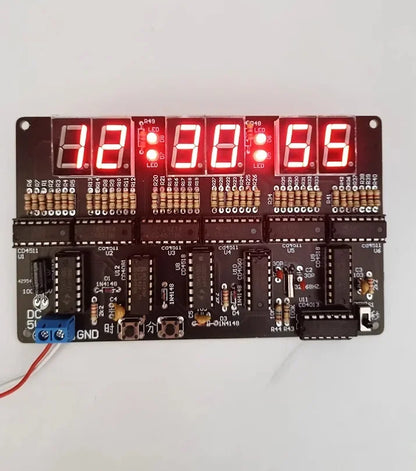 6-Digit Digital Clock DIY Kit - 4.5V–5.5V Electronic Circuit Module for Soldering, Training & Practical Projects