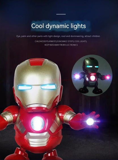 Marvel Iron Man Dance Action Figure – LED Light Singing Robot, Spiderman & Avengers Superhero Toy, Kid’s Christmas Gift