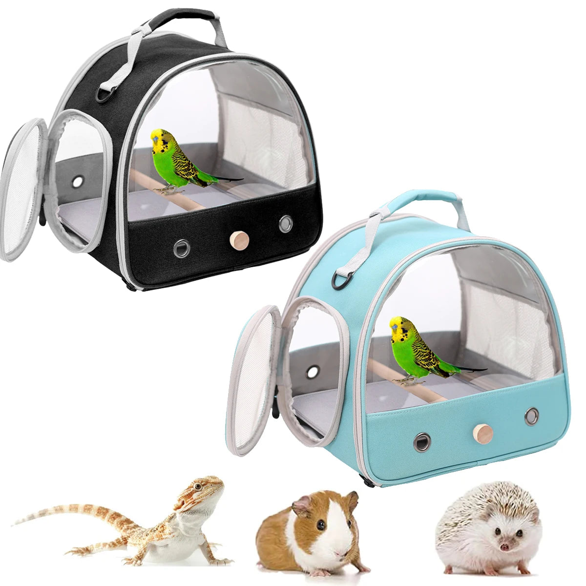 Portable Clear Bird Parrot Transport Cage - Breathable Bird Carrier Travel Bag with Small Pet Access Window, Collapsible Outdoor Bag