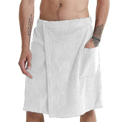 Men’s Soft Wearable Bath Towel with Pocket – Bathrobe Shower Wrap for Sauna, Gym, Swimming, Spa & Beach