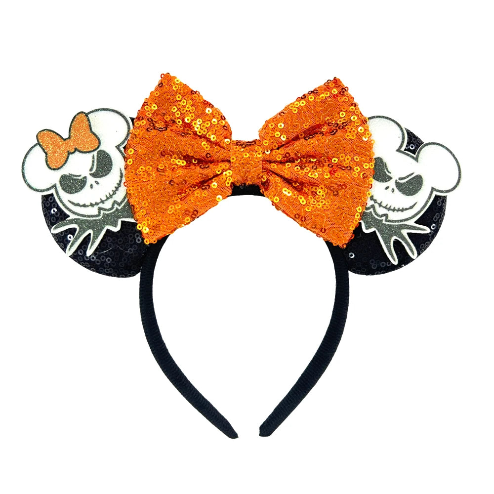 Mickey Mouse Ears Headband with Bow – Sequin Candy Cosplay Costume Party Accessory for Girls & Women, Christmas Gift