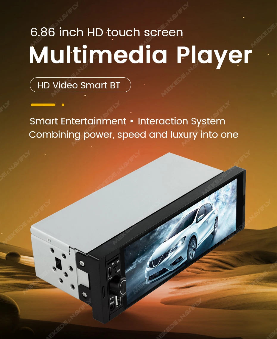 NaviFly 6.86" Universal FM CarPlay Android Auto Car Radio – MP5 Multimedia Player with Camera, No DVD