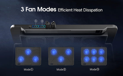 Coolcold Laptop Cooling Pad 15.6-17.3" — 6 Quiet Fans, 7 Adjustable Heights, Wind Speed Control with Mobile Phone Holder