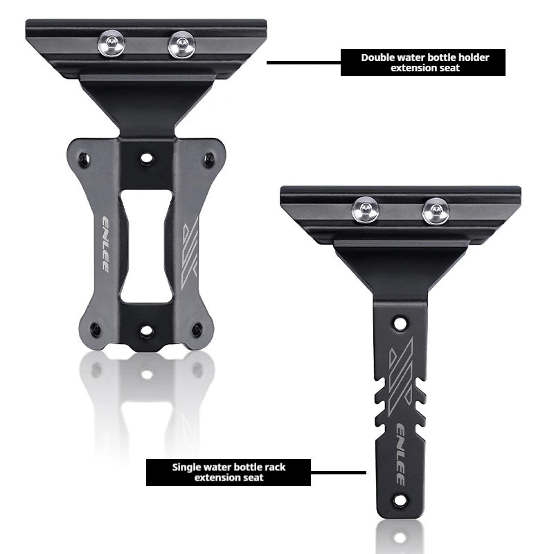 ENLEE Aluminum Bike Water Bottle Cage Extension Bracket – MTB & Road Bicycle Saddle Seat Mount Adapter for Cycling Hydration Setup