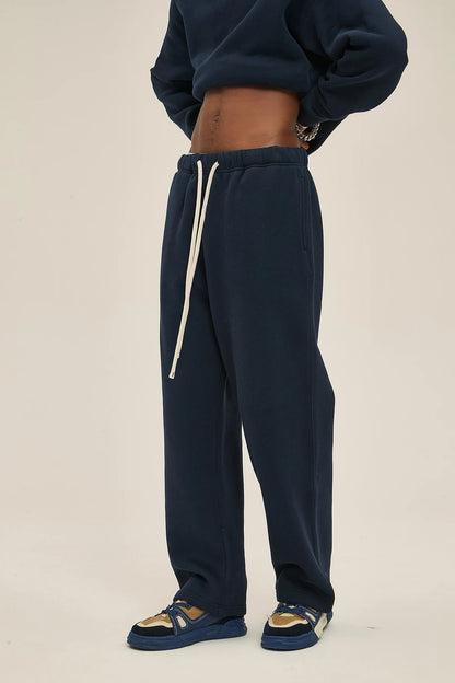 Straight-Lined Solid Color Cashmere Sweatpants – Soft Cozy Lounge Pants