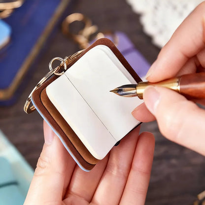 Mini PU Journal Keychain - Portable Leather Diary & Backpack Notebook Charm