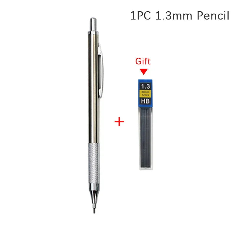 Full Metal Mechanical Pencil Set — 0.3–2.0mm Automatic Pencils for Art, Drawing & School