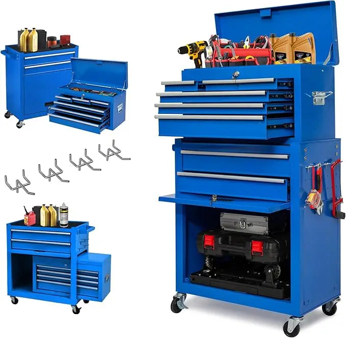 8-Drawer Rolling Tool Chest – Mobile Tool Box with Wheels, Garage Storage Cabinet