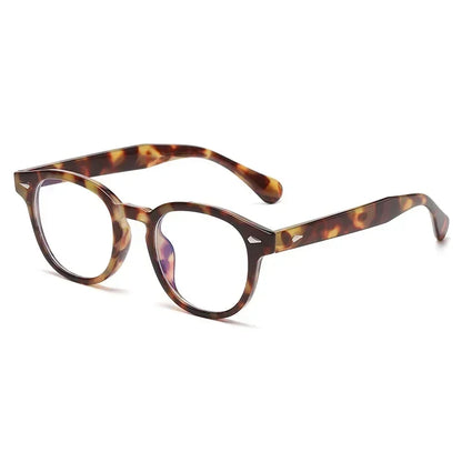 JNPCXI Retro Round Sunglasses – Punk Leopard Rivet Fashion Shades UV400 for Men & Women