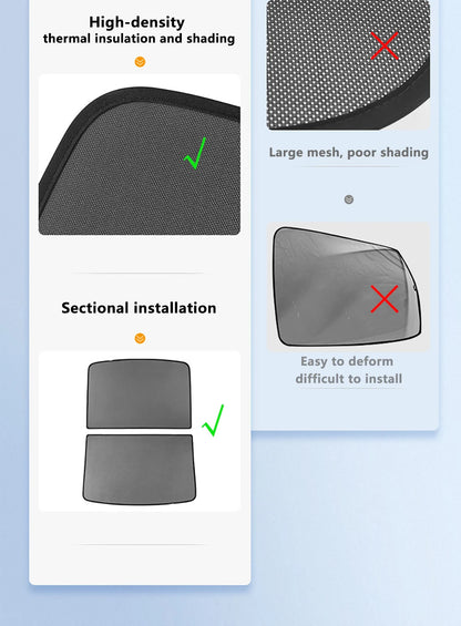 Split Sunshade for Tesla Model 3 (2017-2023) & Model Y – Front & Rear Sunroof Windshield Skylight Glass Roof Cooling Shade