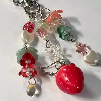Cute Strawberry Bow Keychain - Y2K Coquette Handbag Pendant & Girls Gift Accessory