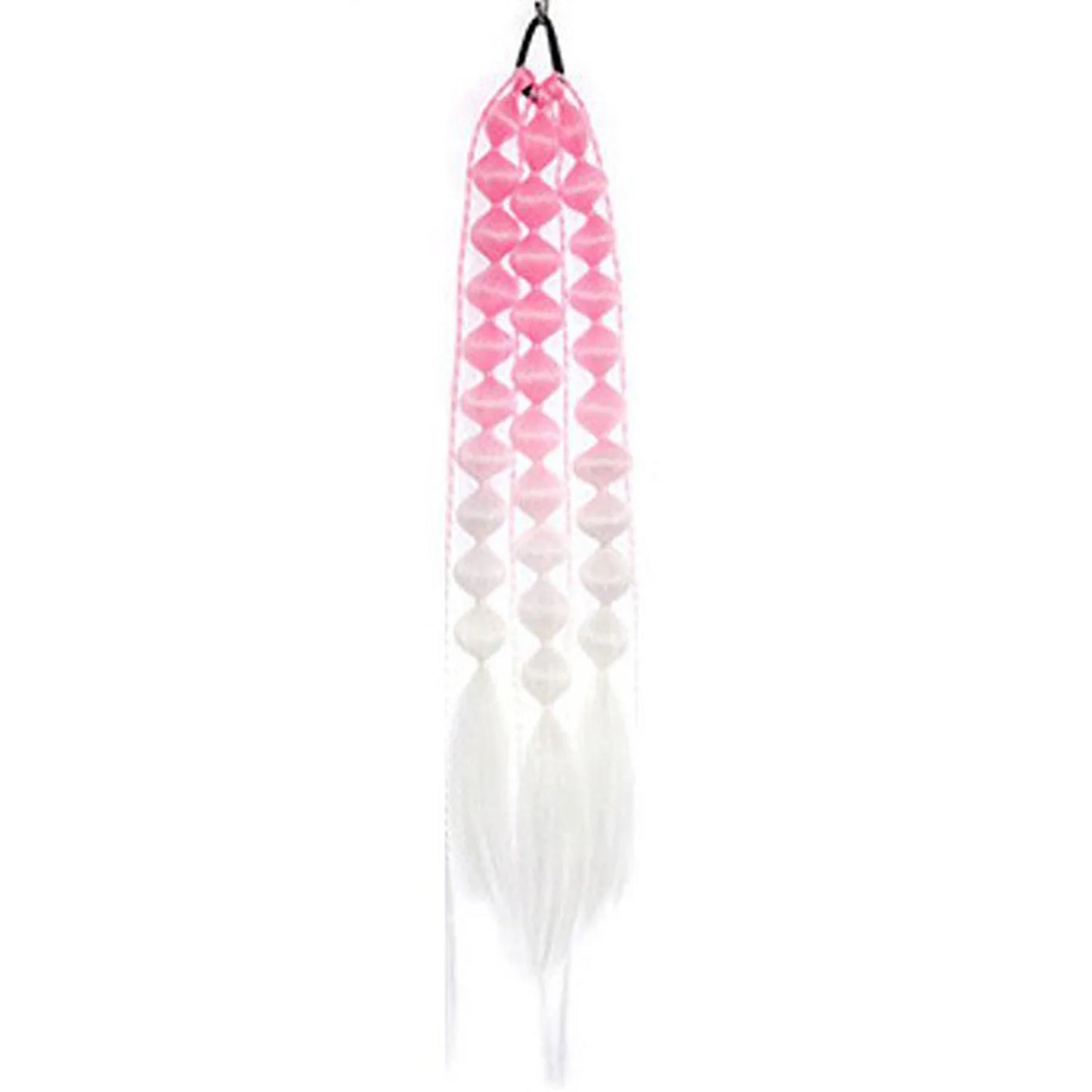 Colorful Bubble Braid Ponytail Extension – Long Lantern Braided Synthetic Hairpiece with Tie