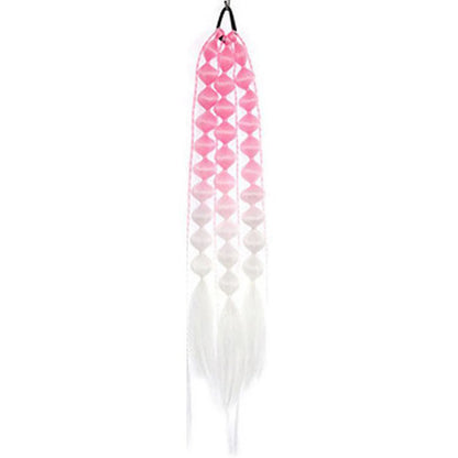 Colorful Bubble Braid Ponytail Extension – Long Lantern Braided Synthetic Hairpiece with Tie
