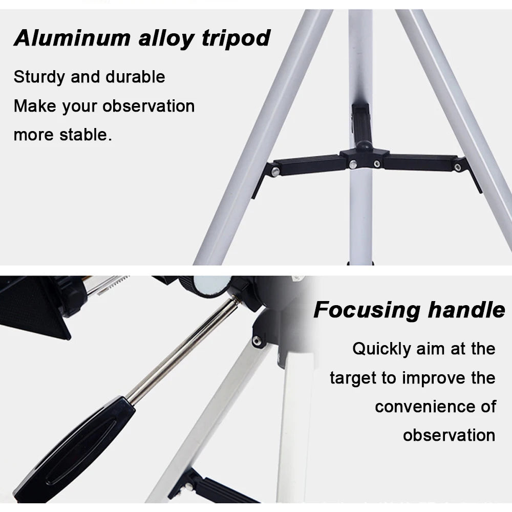 150X Astronomical Telescope – 70mm Refractor Portable Travel Scope with Phone Adapter & Wireless Remote