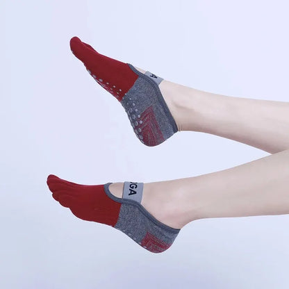 Ladies Breathable Yoga Socks - Non-Slip Silicone Five Finger Pilates Socks for Women, Backless Fitness and Ballet Dance Gym Sock