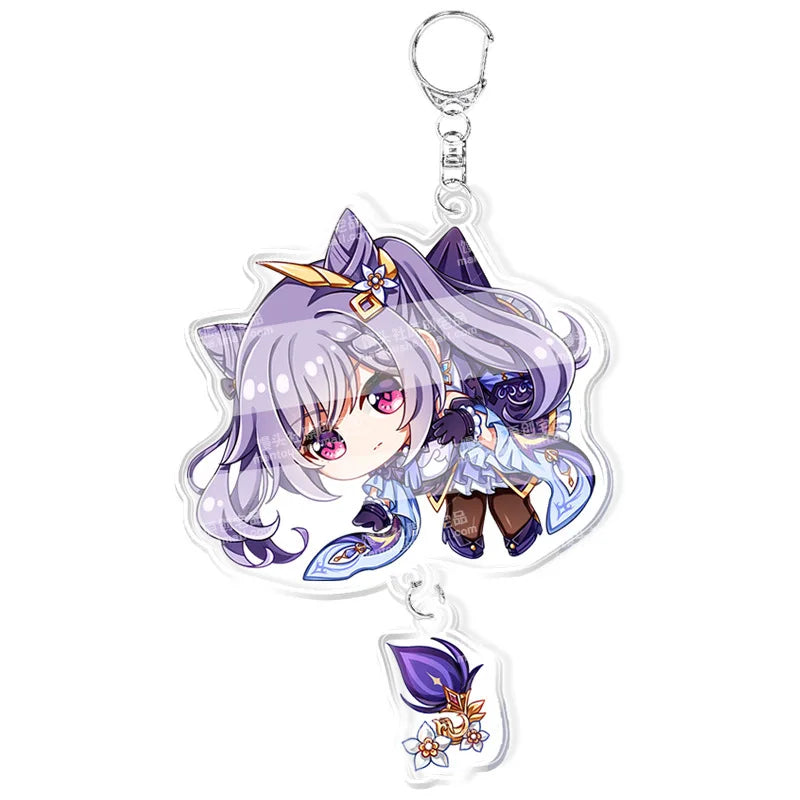 Genshin Impact Keychain – Acrylic Figure & Metal Holder Key Ring for Kids, Girls & Men