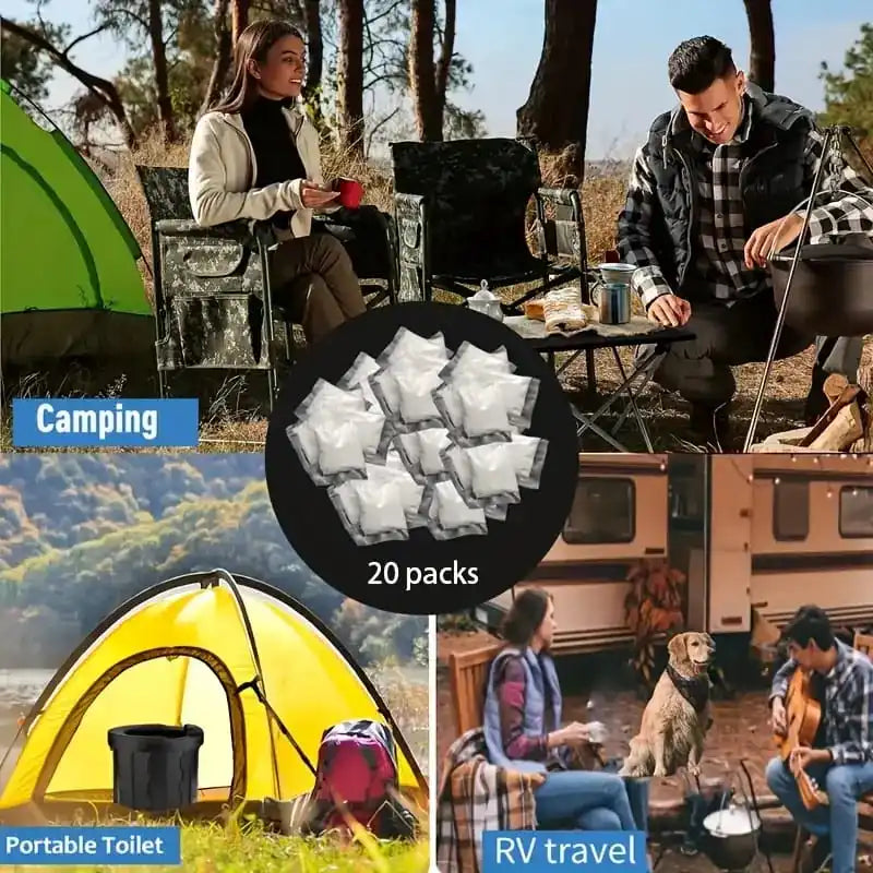 Portable Outdoor Camping Toilet - Foldable Stool with Absorbent Bag and Toilet Paper Holder