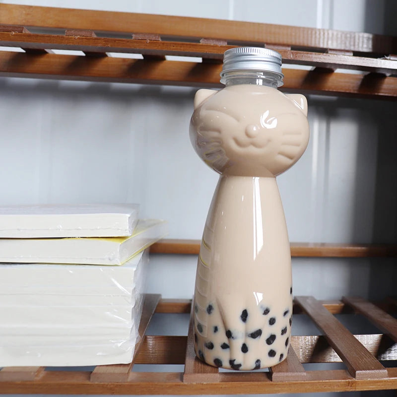 Cute Cat Shaped Water Bottle – Portable BPA-Free Drinking Cup for Milk Tea, Coffee & Juices