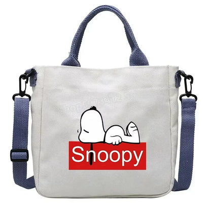 Snoopy Cartoon Canvas Tote Bag – Large Capacity Shoulder Crossbody Bag for Girls, Students & Gift