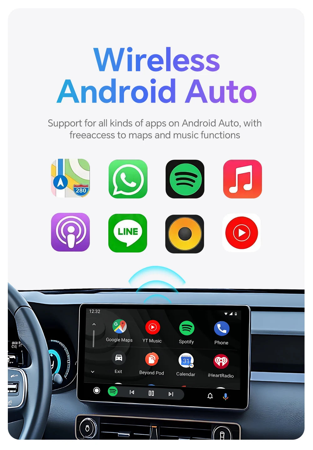 XUDA 2025 2-in-1 Wireless CarPlay & Android Auto Mini Box — Smart Plug & Play Adapter with Bluetooth & Fast WiFi Connect