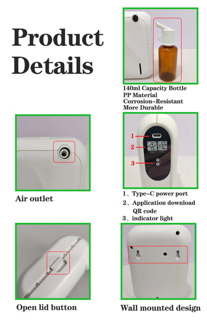 Aroma Diffuser Scent Machine – Bluetooth APP-Controlled Fragrance Distributor with 200m³ Coverage for Home
