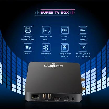 Ugoos AM6B Plus Android 9 Smart TV Box - Amlogic S922X-J, 4GB DDR4, 32GB, WiFi 6, 4K, BT5.0