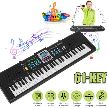 61 Key Digital Piano Keyboard - Multifunction Electric Piano with Microphone for Kids, Students & Beginners