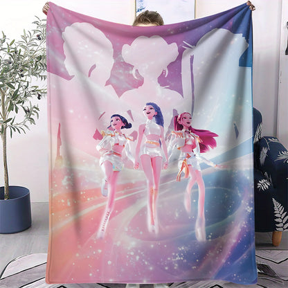 K-Pop Demon Hunter Flannel Blanket — Anime Girl Team Throw — Winter Warm Sofa & Bed Cover Fan Gift
