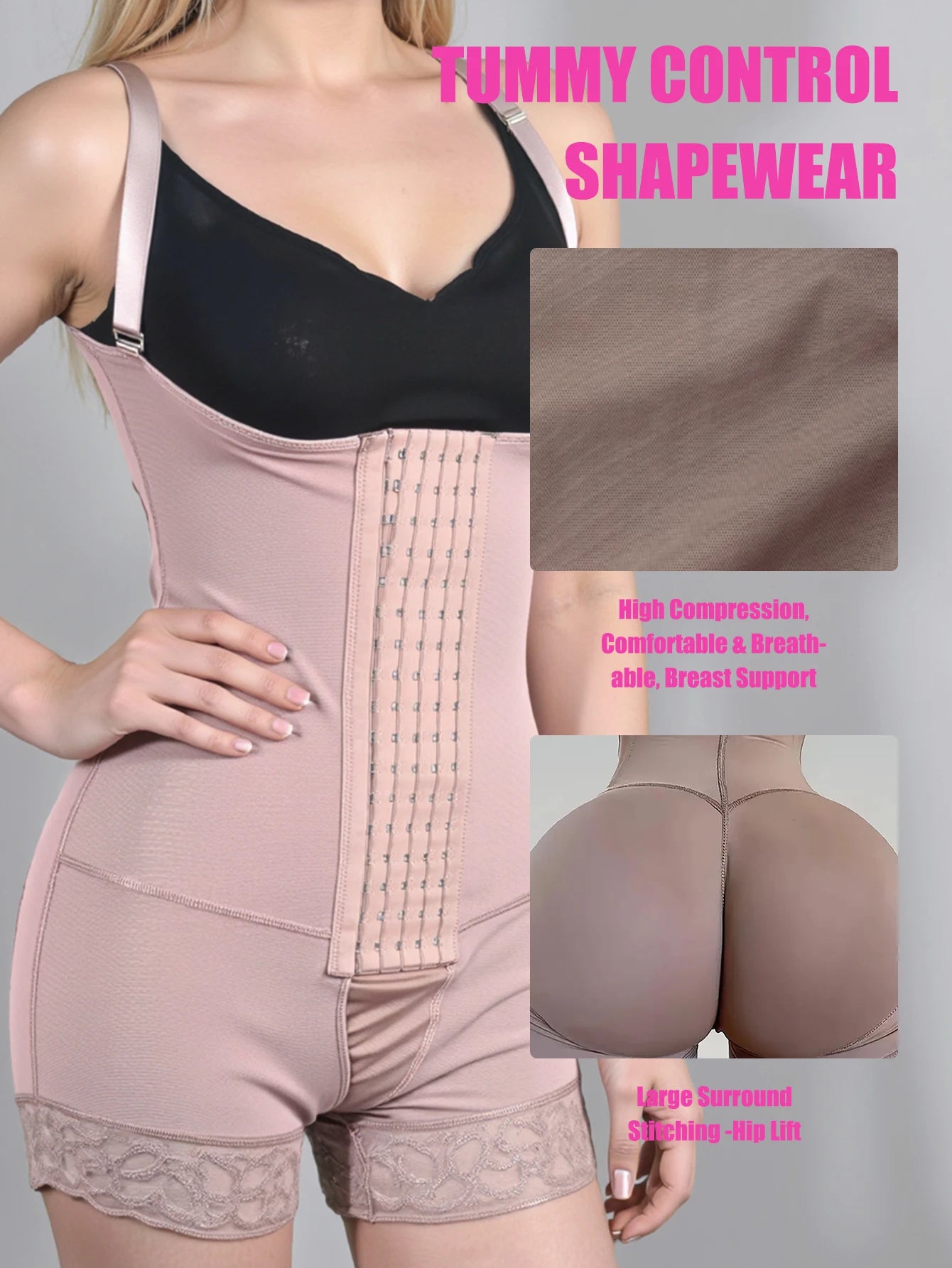 Women’s Compression Body Shaper – Colombian Fajas Butt Lifter Slimming Corset for Post-Surgery Support