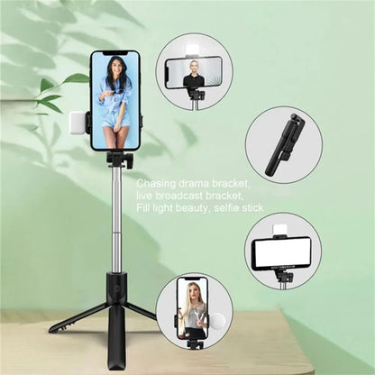 Portable Bluetooth Selfie Stick Tripod with Remote Shutter & Fill Light – Extendable Wireless Phone Stand