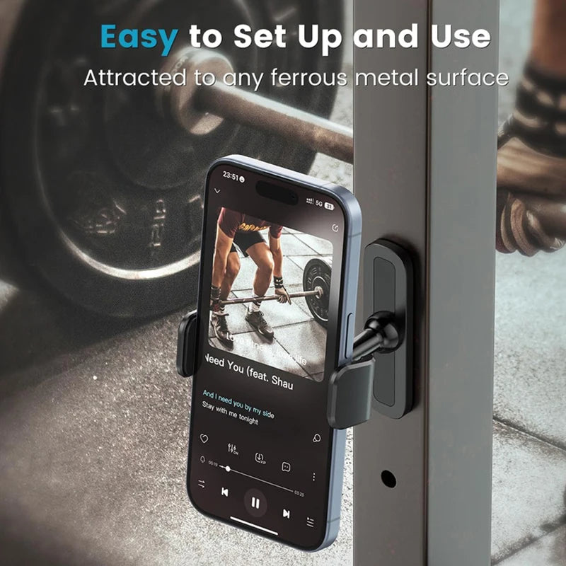 Tenmtoo Gym Magnetic Phone Holder – 360° Adjustable Stand for MagSafe, Compatible with iPhone 15/14/13 & 4.7-6.5 Inch Smartphones