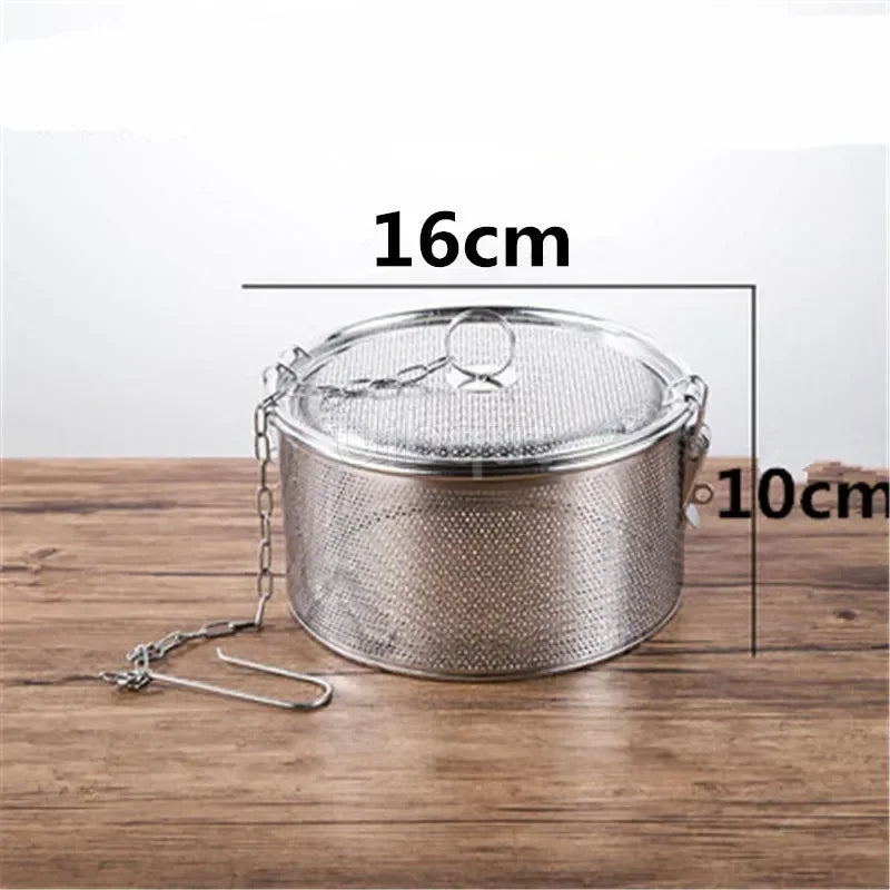 304 Stainless Steel Round Hole Seasoning Bag — Spice, Gravy & Soup Strainer Basket for Brine, Hot Pot, and Slag Separation