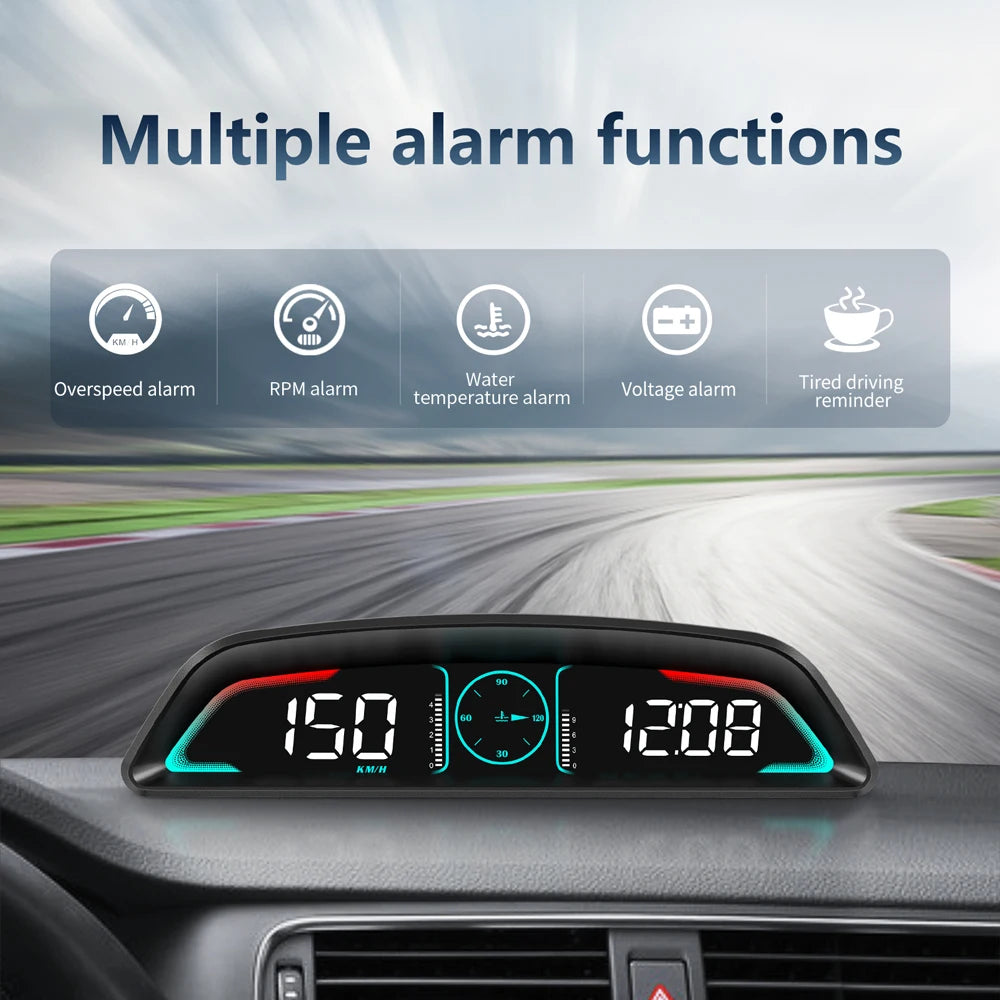 Multi OBD Meter B3 HUD – Speed, RPM, Water Temp, Fuel, Time with Overspeed, Voltage Alarm & Drive Reminder