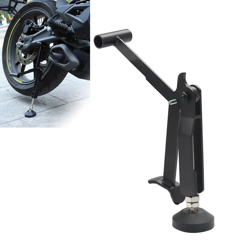 Motorcycle Folding Lift Stand - Heavy-Duty, Stable Crane Frame with Upgraded Armrest for Enhanced Support