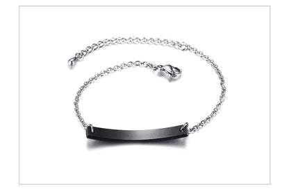 Elegant Personalized ID Bar Bracelet – 5mm Stainless Steel Link Chain for Women with Custom Name or Quote