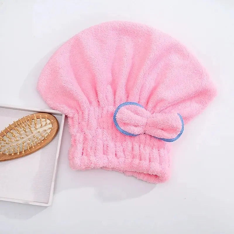 Microfibre Quick-Dry Hair Towel – Bowknot Wrap Cap for Women, Bathroom Shower Accessory Bonnet