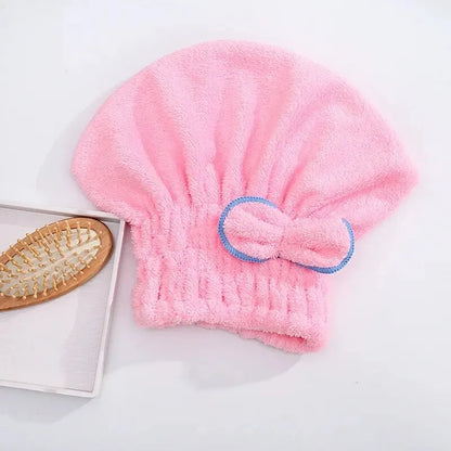 Microfibre Quick-Dry Hair Towel – Bowknot Wrap Cap for Women, Bathroom Shower Accessory Bonnet